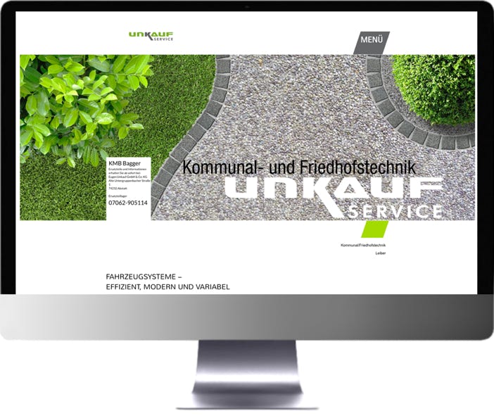 Internetauftritt Unkauf-Service: Seite Kommunal und Friedhofstechnik