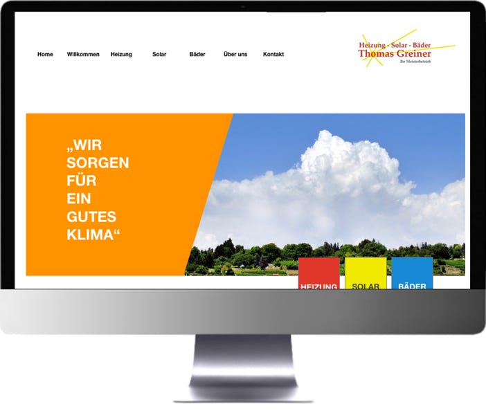 Heizungsbau Greiner. Intenetauftritt Seite Wir sogen für ein gutes Klima.